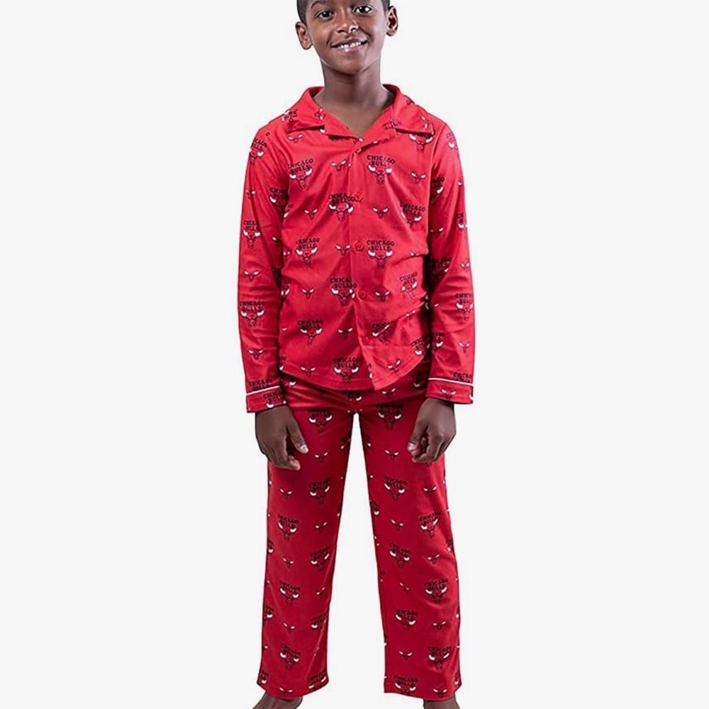 NBA Kids Pajama Set in Bold Red Chicago Bulls
